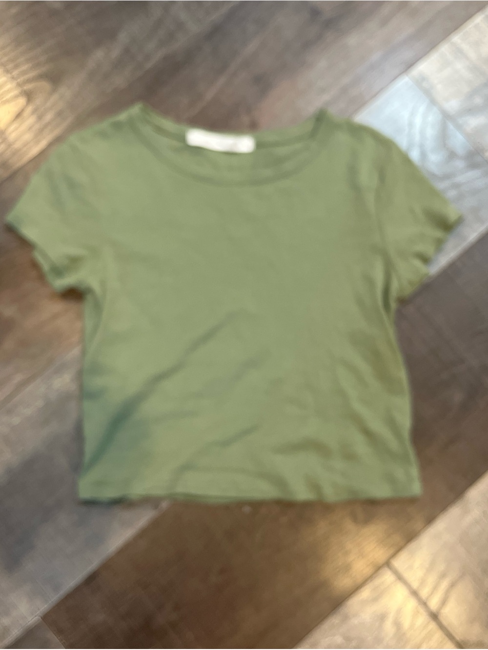 Altar'd State Olive Green Ribbed Crop Tee